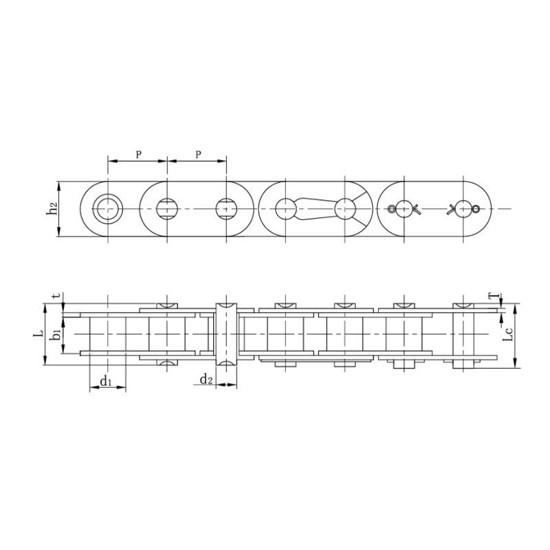 Catene a rulli con piastra laterale diritta (serie B)