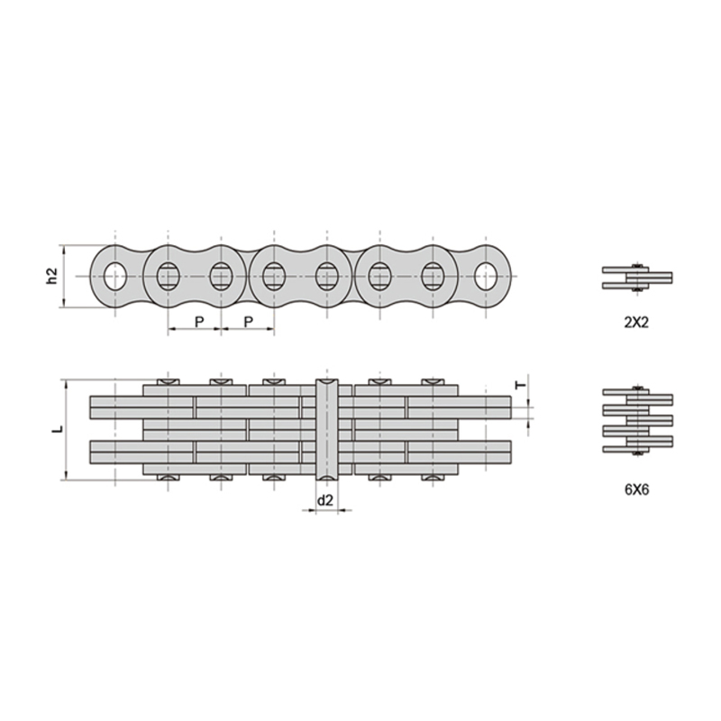 (Serie LL) Catene a foglia ad alta stabilità e a bassa manutenzione